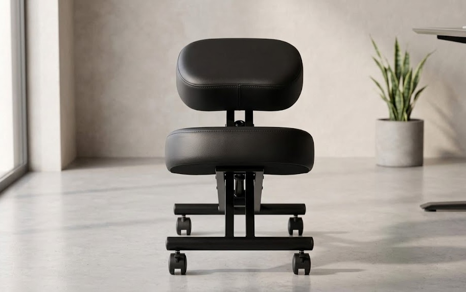 DRAGONN by VIVO adjustable kneeling chair with back support and brake casters in modern home office