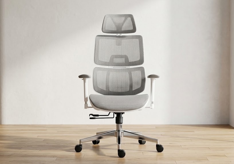 TONFARY big and tall ergonomic office chair white with 3D lumbar support adjustable seat depth and 130 degree tilt