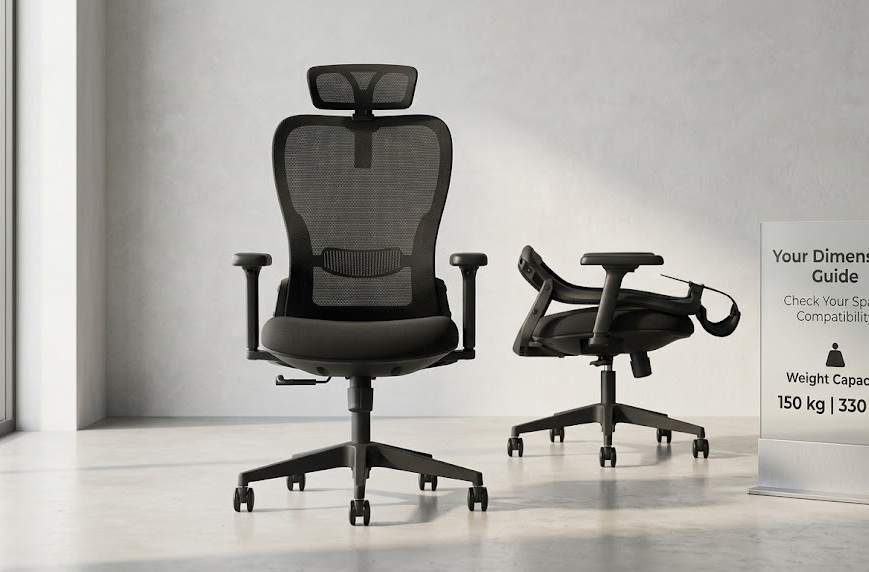 Tervo Model Y folding ergonomic mesh chair midnight black with adjustable headrest and 150kg weight capacity