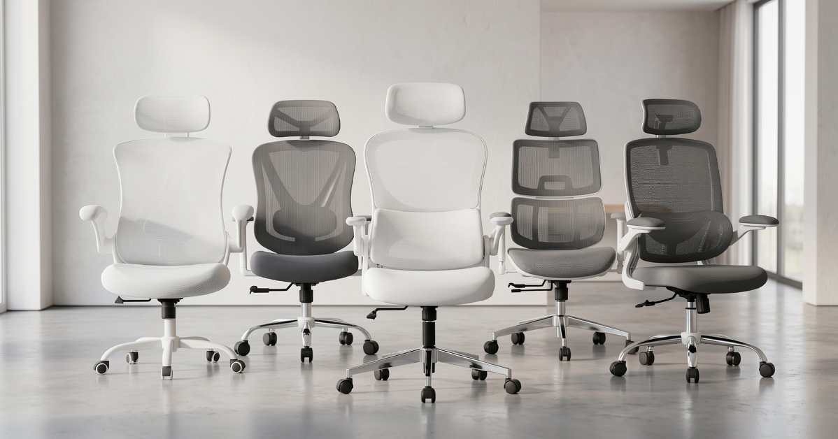 best ergonomic chair white UK 2026 — five top-rated white and grey office chairs reviewed side by side