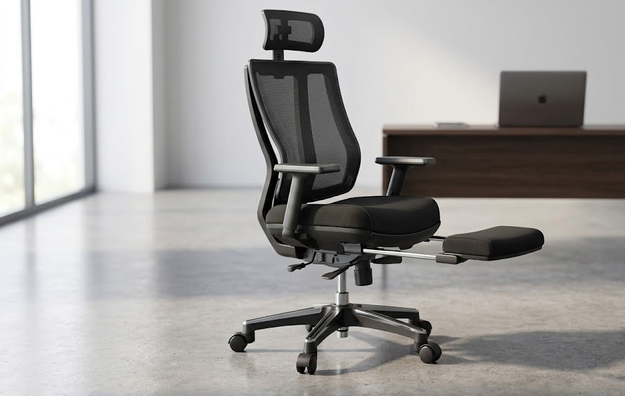 OdinLake ergo pro 633 retractable footrest extended in reclined position