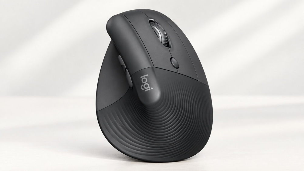 Logitech Lift vertical ergonomic mouse in graphite with textured grip base