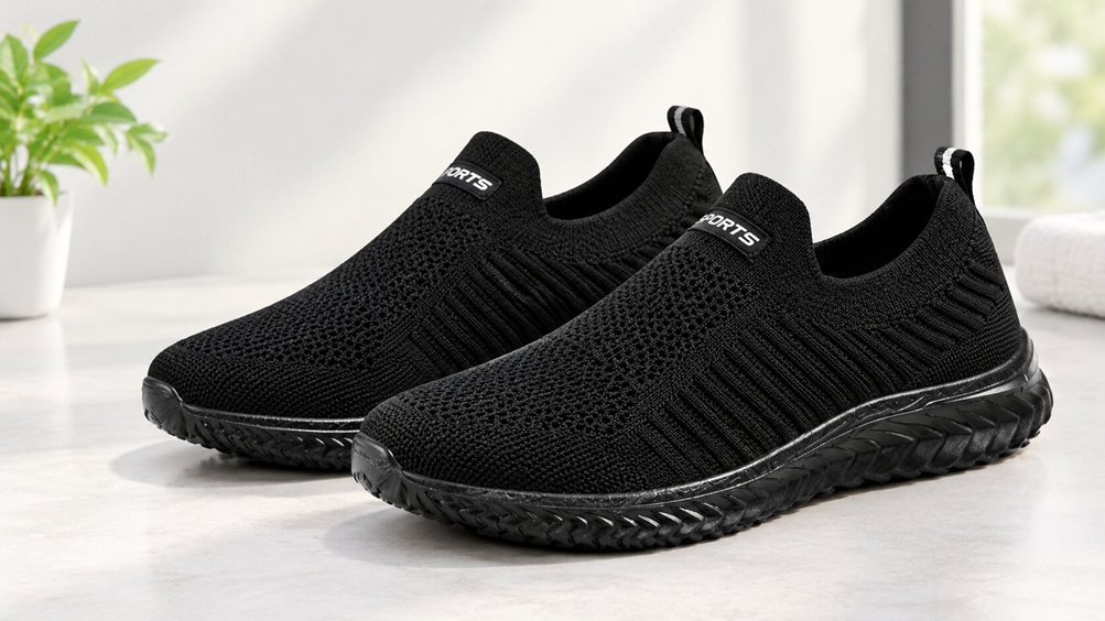 Slip-on mesh ergonomic trainer with cushioned insole for all-day wear